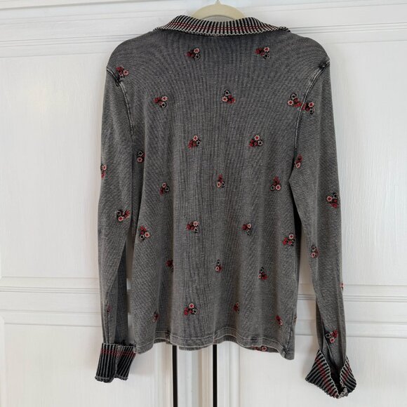 Free People Alana Embroidered Henley – Size L - Picture 6 of 8